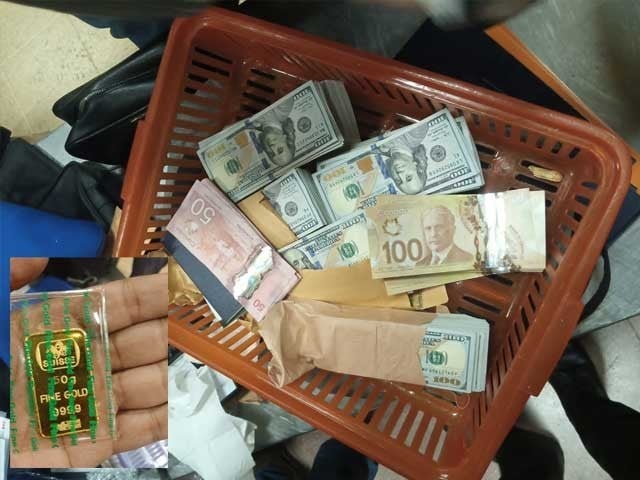 اے ایس ایف کی کراچی ایئرپورٹ پر کارروائی؛ غیرملکی کرنسی و سونا برآمد