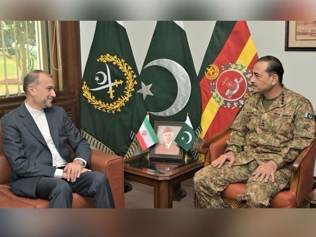 آرمی چیف سے ایرانی وزیرخارجہ کی ملاقات، دہشتگردی سے انٹیلی جنس شیئرنگ کے ذریعے نمٹنے پر اتفاق