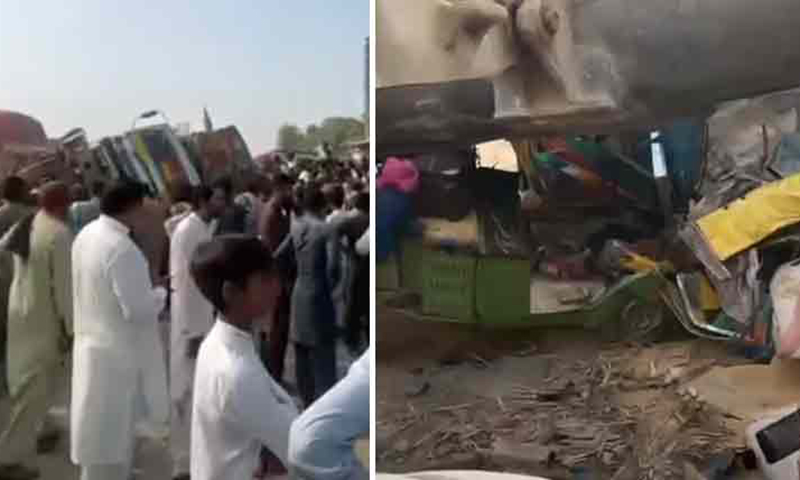 تیز رفتار ٹرک کی سکول رکشہ کو ٹکر، 4 بچوں سمیت 5 افراد جاں بحق
